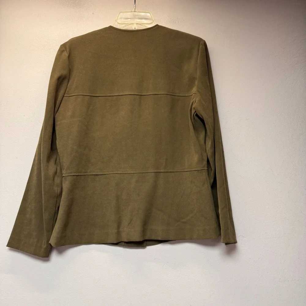 DGI by Dorian Pant Suit Womens 6 Olive Green Excellent Faux Suede 2pc Set 13639